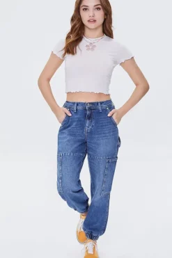 Cutout Floral Cropped Tee