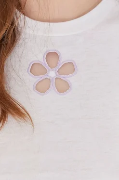 Cutout Floral Cropped Tee