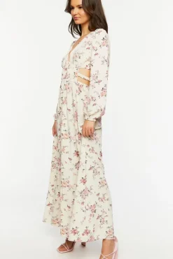 Cutout Floral Print Maxi Dress