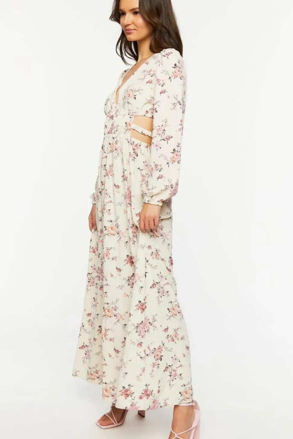 Cutout Floral Print Maxi Dress