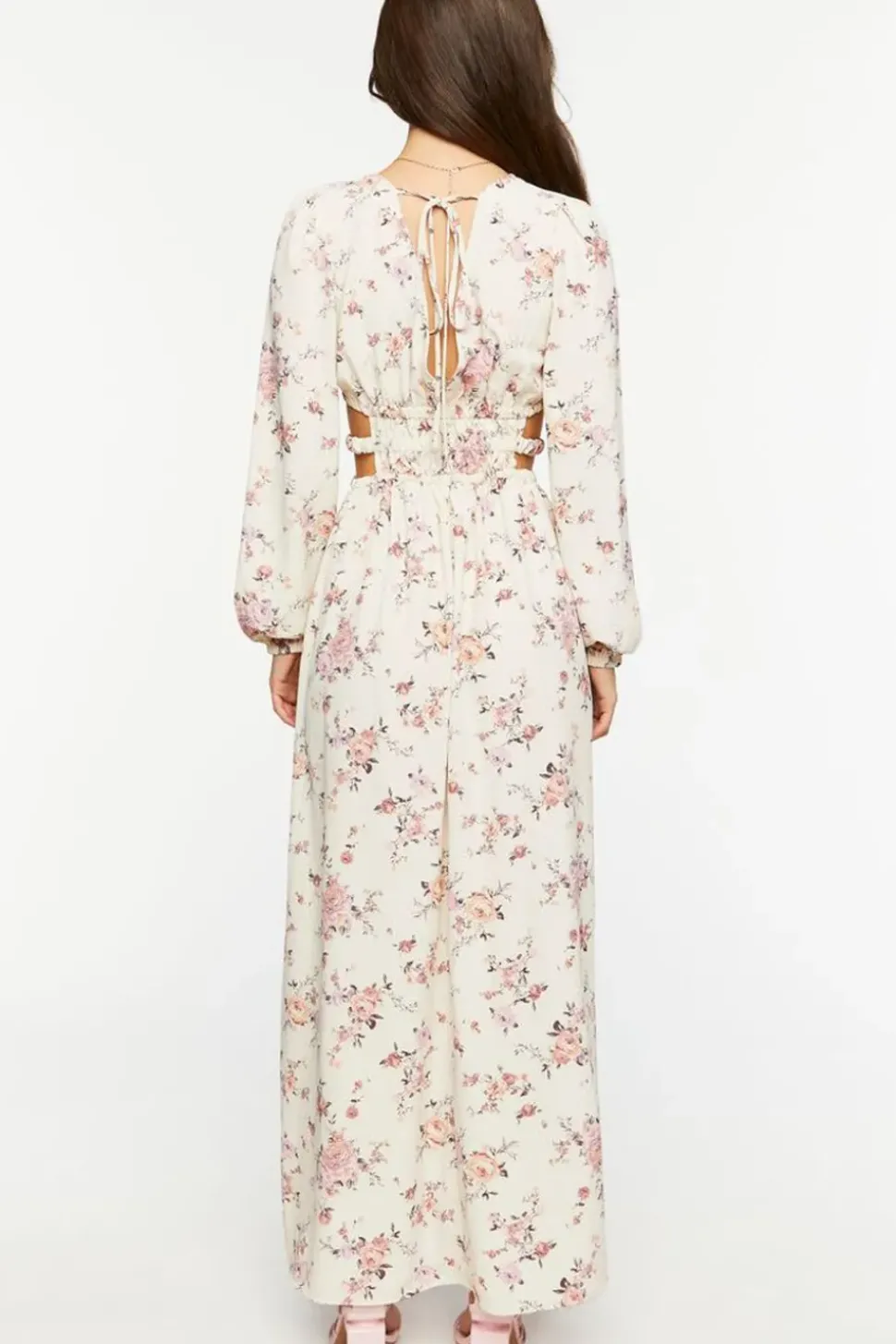 Cutout Floral Print Maxi Dress