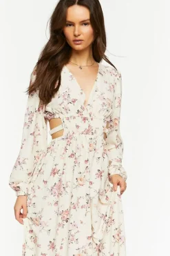 Cutout Floral Print Maxi Dress
