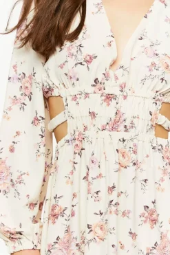Cutout Floral Print Maxi Dress