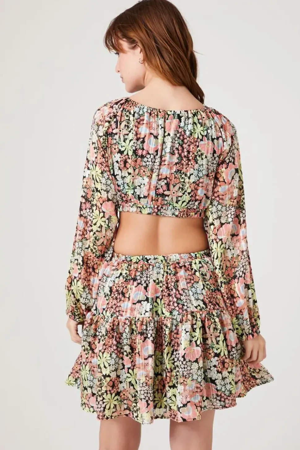 Cutout Floral Print Mini Dress