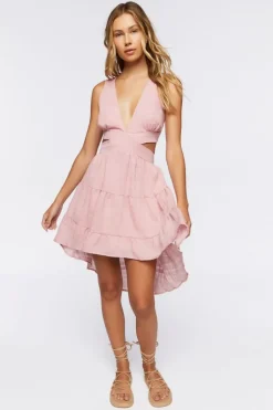 Cutout High-Low Midi Dress