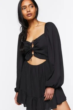 Cutout Lace-Up Mini Dress