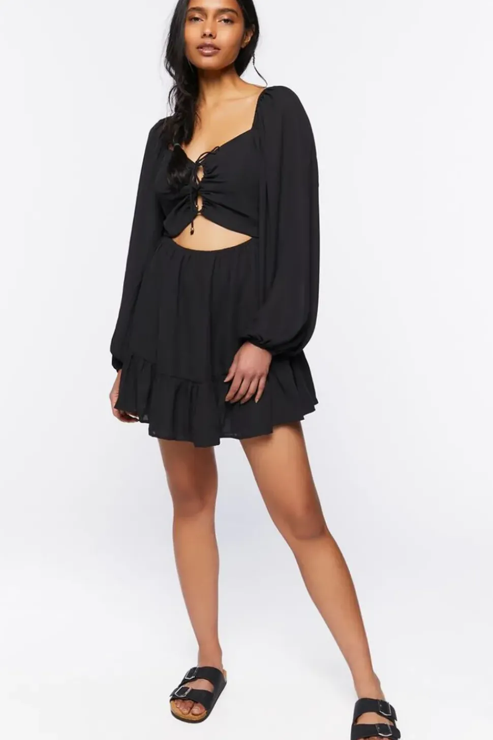 Cutout Lace-Up Mini Dress