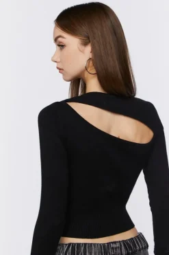 Cutout Long-Sleeve Crop Top