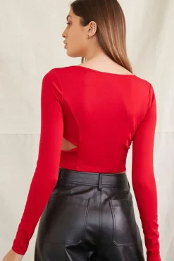 Cutout Long-Sleeve Crop Top