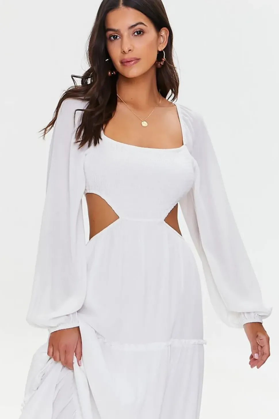 Cutout Maxi Peasant Dress