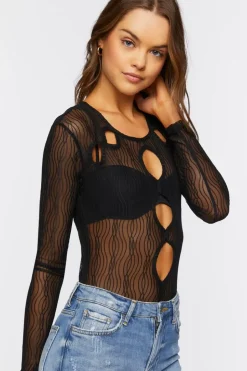 Cutout Mesh Bodysuit