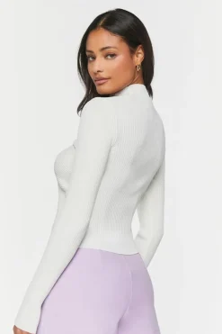 Cutout Mock Neck Sweater-Knit Top