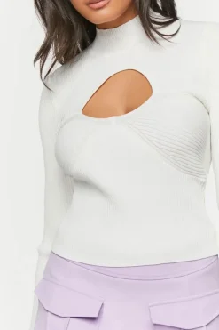 Cutout Mock Neck Sweater-Knit Top