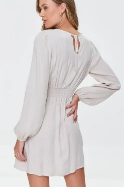 Cutout Peasant-Sleeve Mini Dress