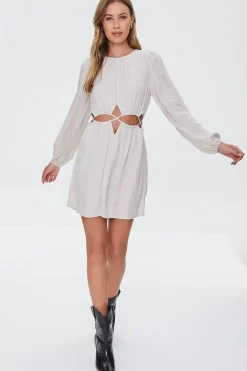 Cutout Peasant-Sleeve Mini Dress