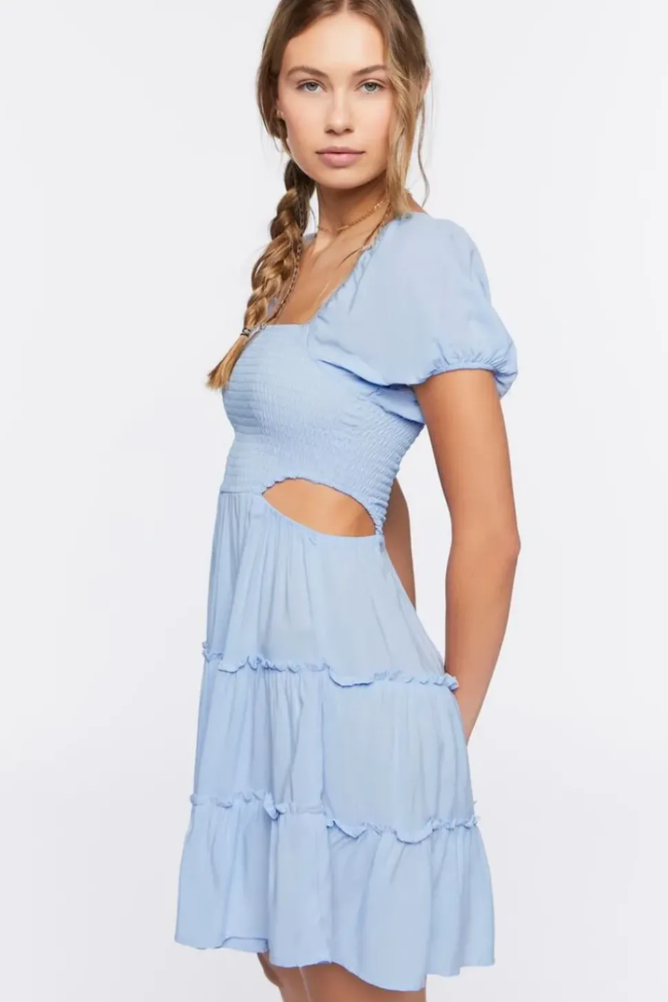 Cutout Puff-Sleeve Mini Dress