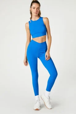 Cutout Ribbed Knit Sports Bra