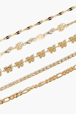 Cutout Rose & Butterfly Bracelet Set