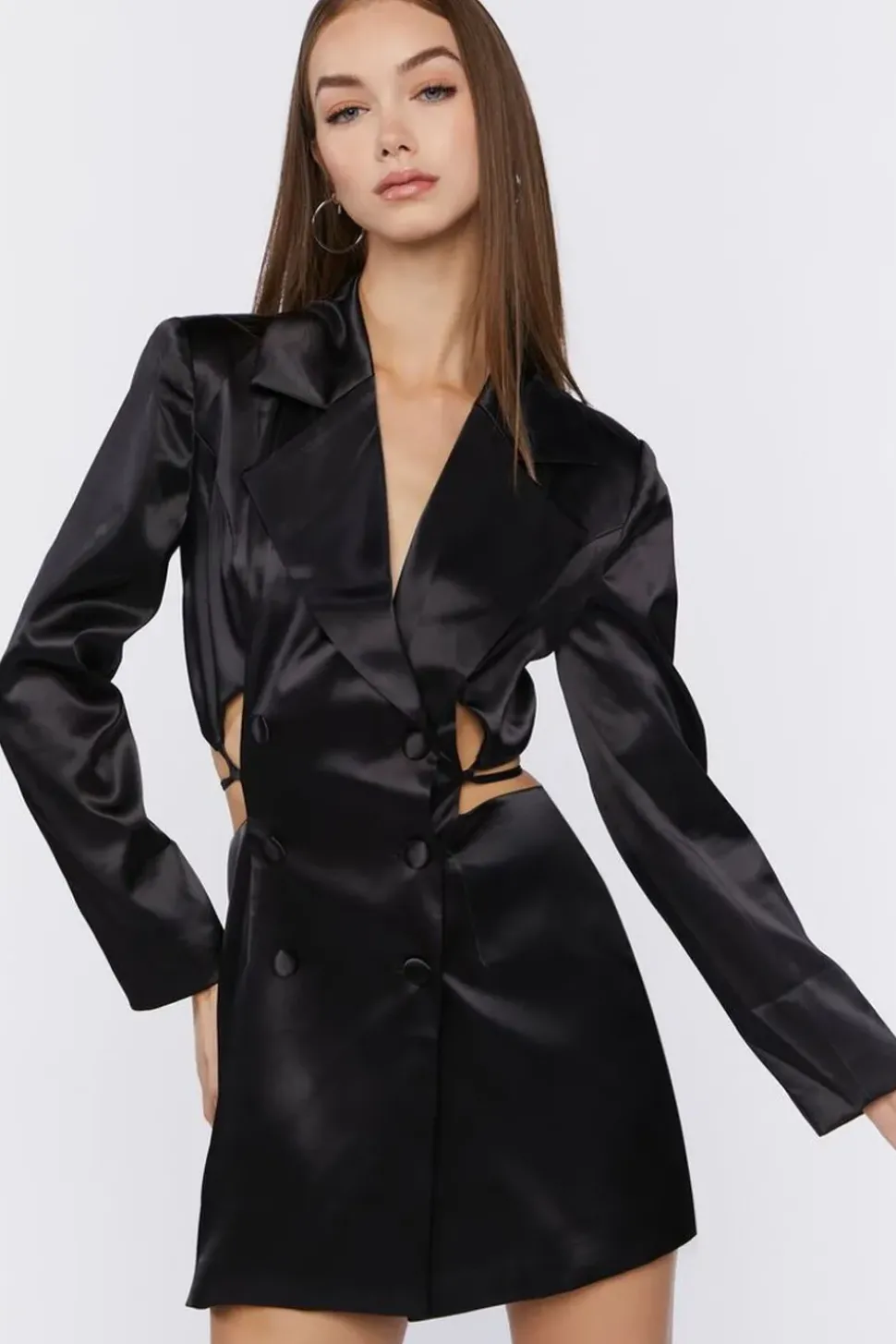 Cutout Satin Blazer Dress