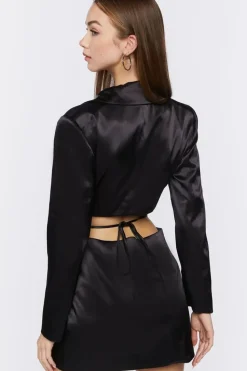Cutout Satin Blazer Dress