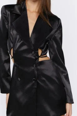 Cutout Satin Blazer Dress