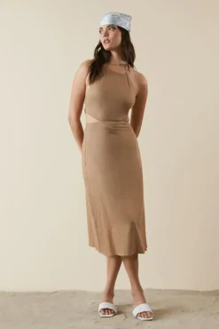 Cutout Self-Tie Halter Dress