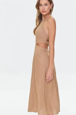 Cutout Self-Tie Halter Dress