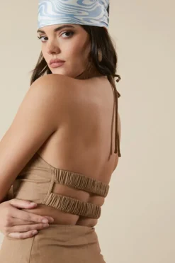 Cutout Self-Tie Halter Dress