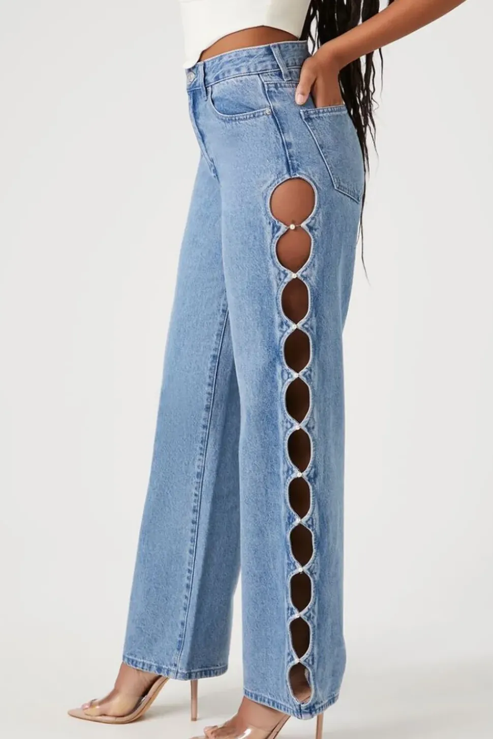 Cutout 90S-Fit High-Rise Jeans