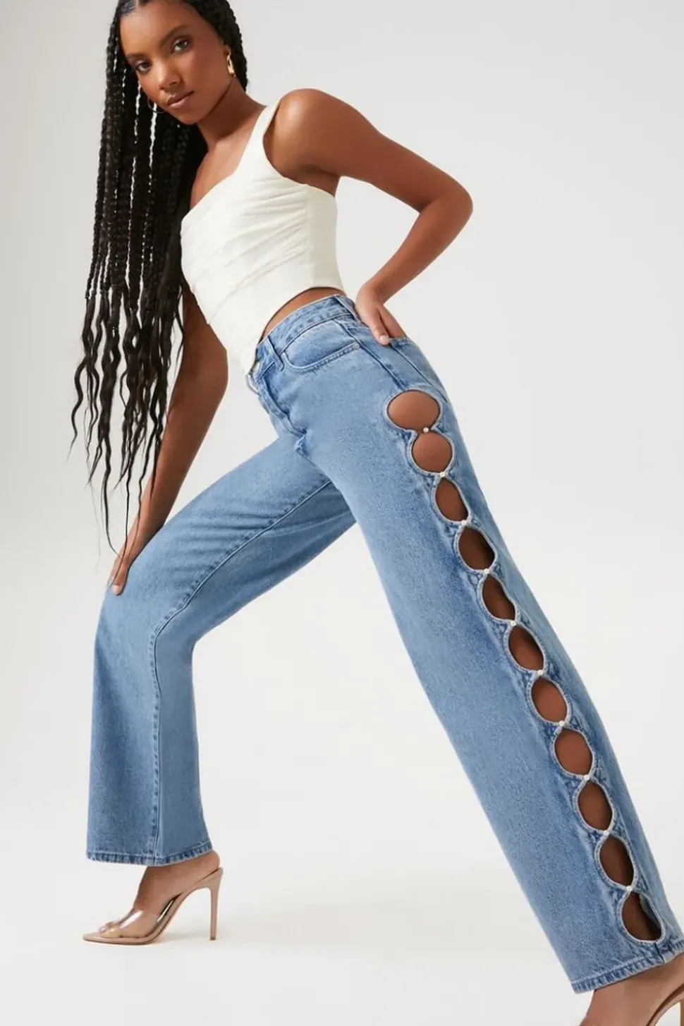 Cutout 90S-Fit High-Rise Jeans