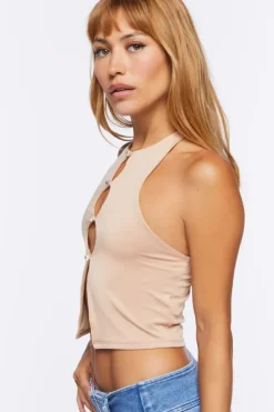 Cutout Split-Front Crop Top