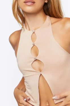 Cutout Split-Front Crop Top