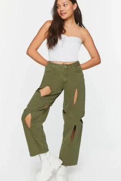 Cutout Straight-Leg Jeans