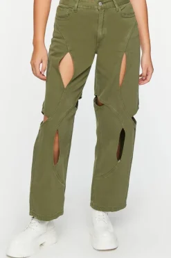 Cutout Straight-Leg Jeans