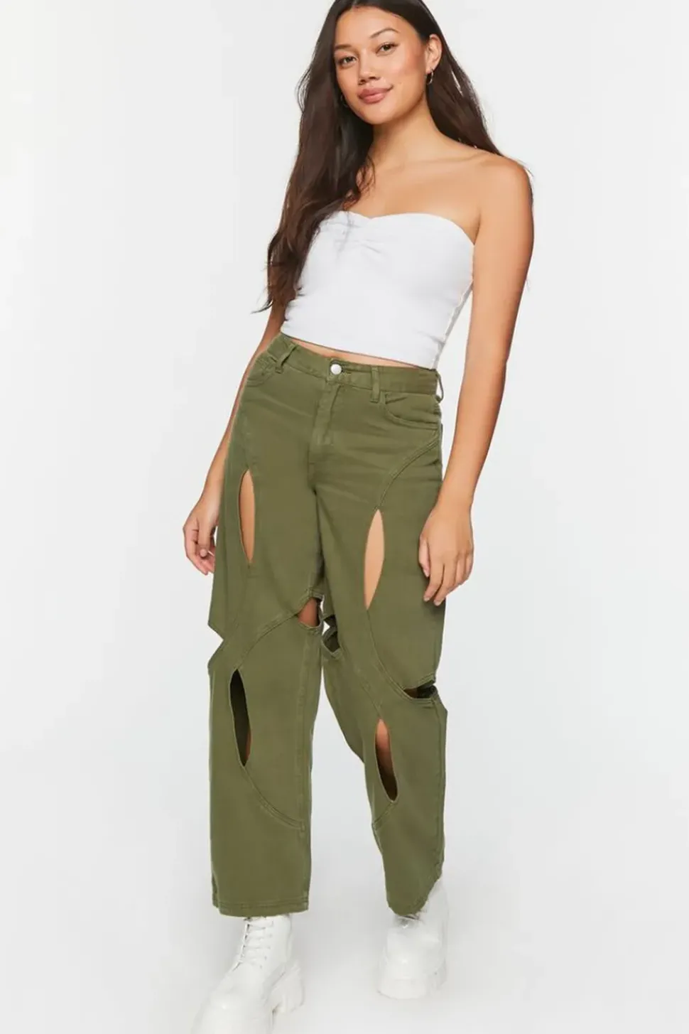 Cutout Straight-Leg Jeans