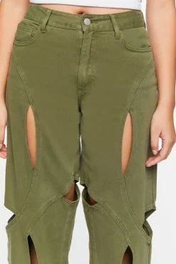 Cutout Straight-Leg Jeans