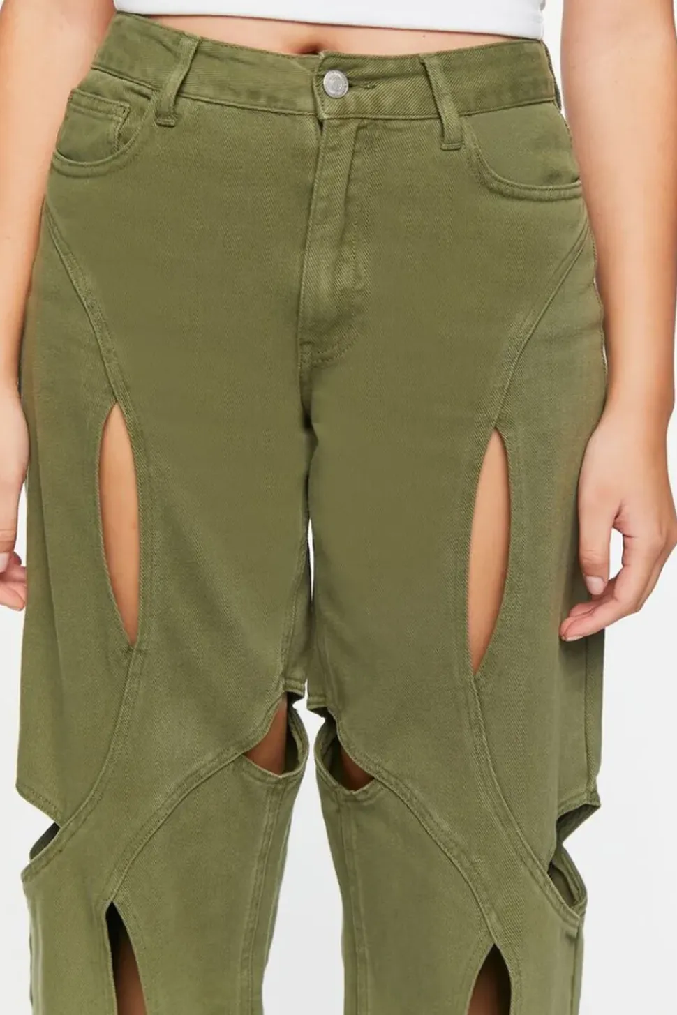 Cutout Straight-Leg Jeans