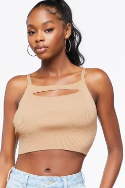 Cutout Sweater-Knit Cropped Cami