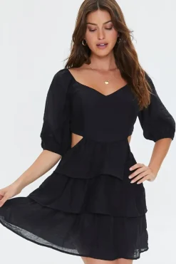 Cutout Tiered Ruffled Mini Dress