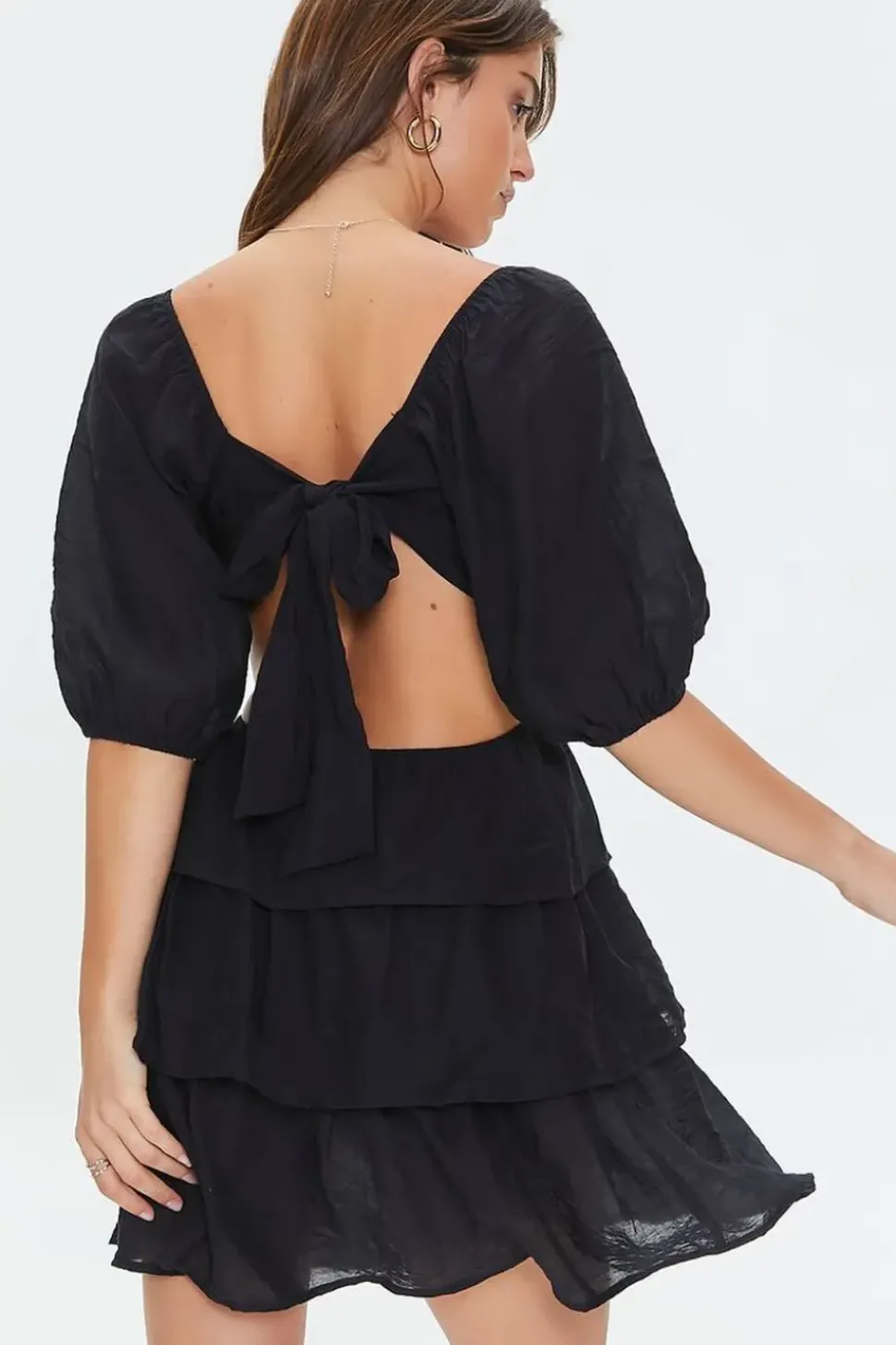 Cutout Tiered Ruffled Mini Dress