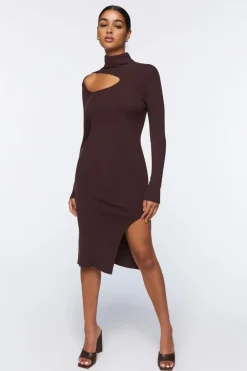 Cutout Turtleneck Sweater Dress