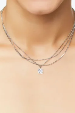 Cz Layered Pendant Necklace