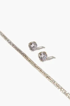 Cz Necklace & Stud Earring Set