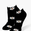 Daisy Print Lettuce-Edge Ankle Socks