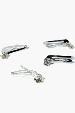 Dangling Butterfly Snap Hair Clip Set
