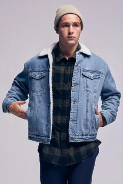 Denim Faux Shearling Jacket