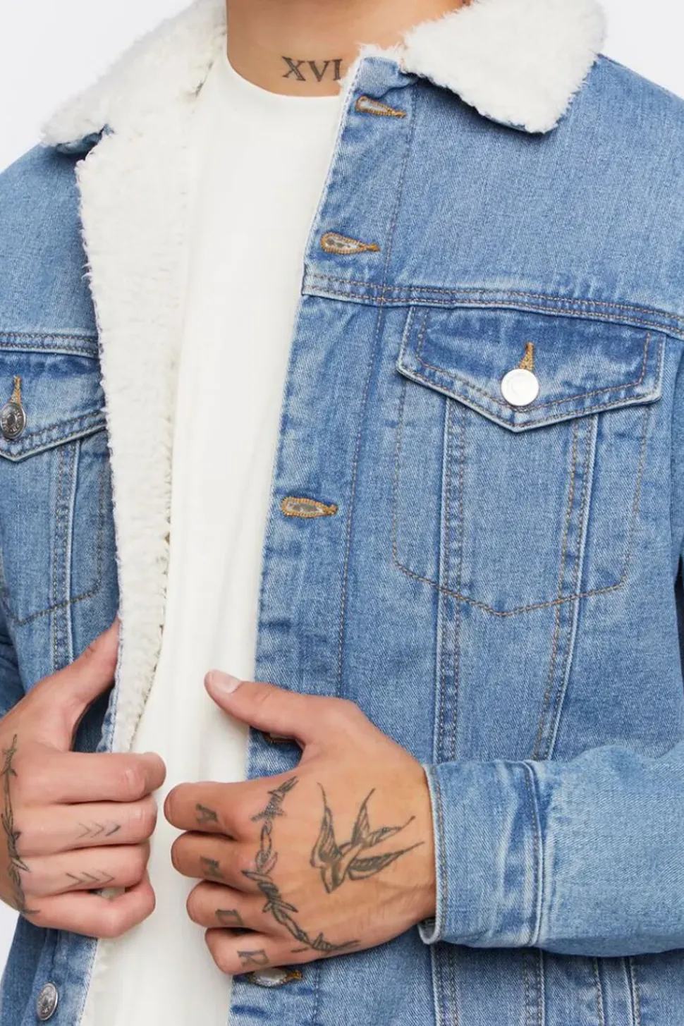 Denim Faux Shearling Jacket