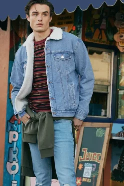 Denim Faux Shearling Jacket
