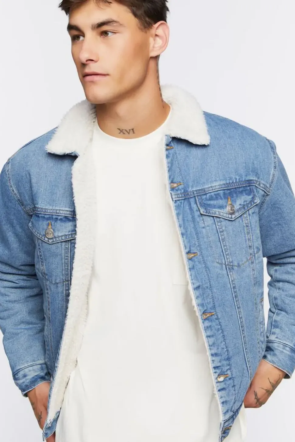 Denim Faux Shearling Jacket