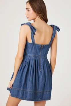 Denim Fit & Flare Mini Dress
